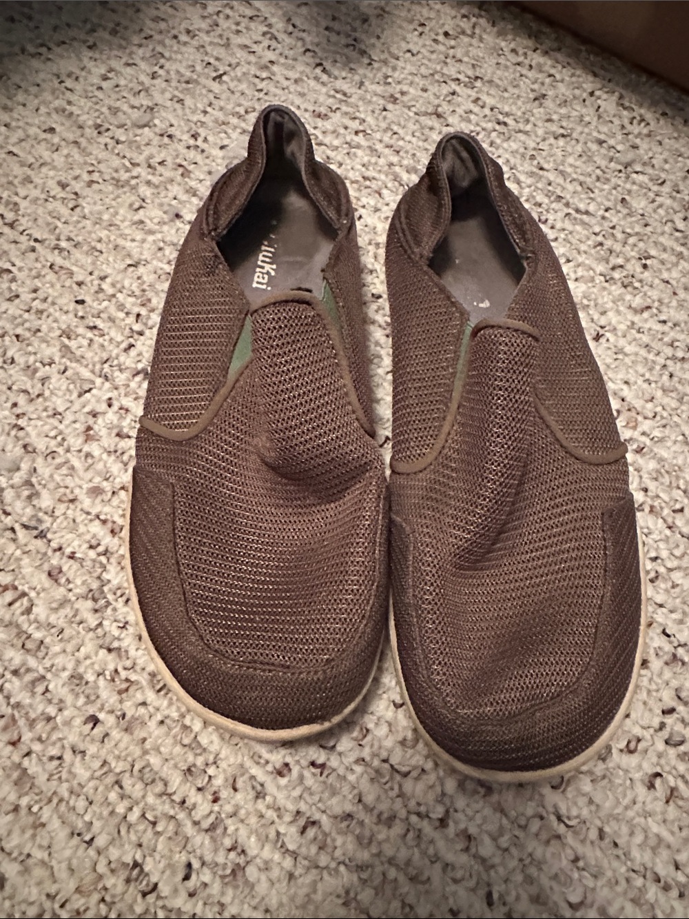 OluKai Brown Mesh Slip-On Loafers with Tan Sole